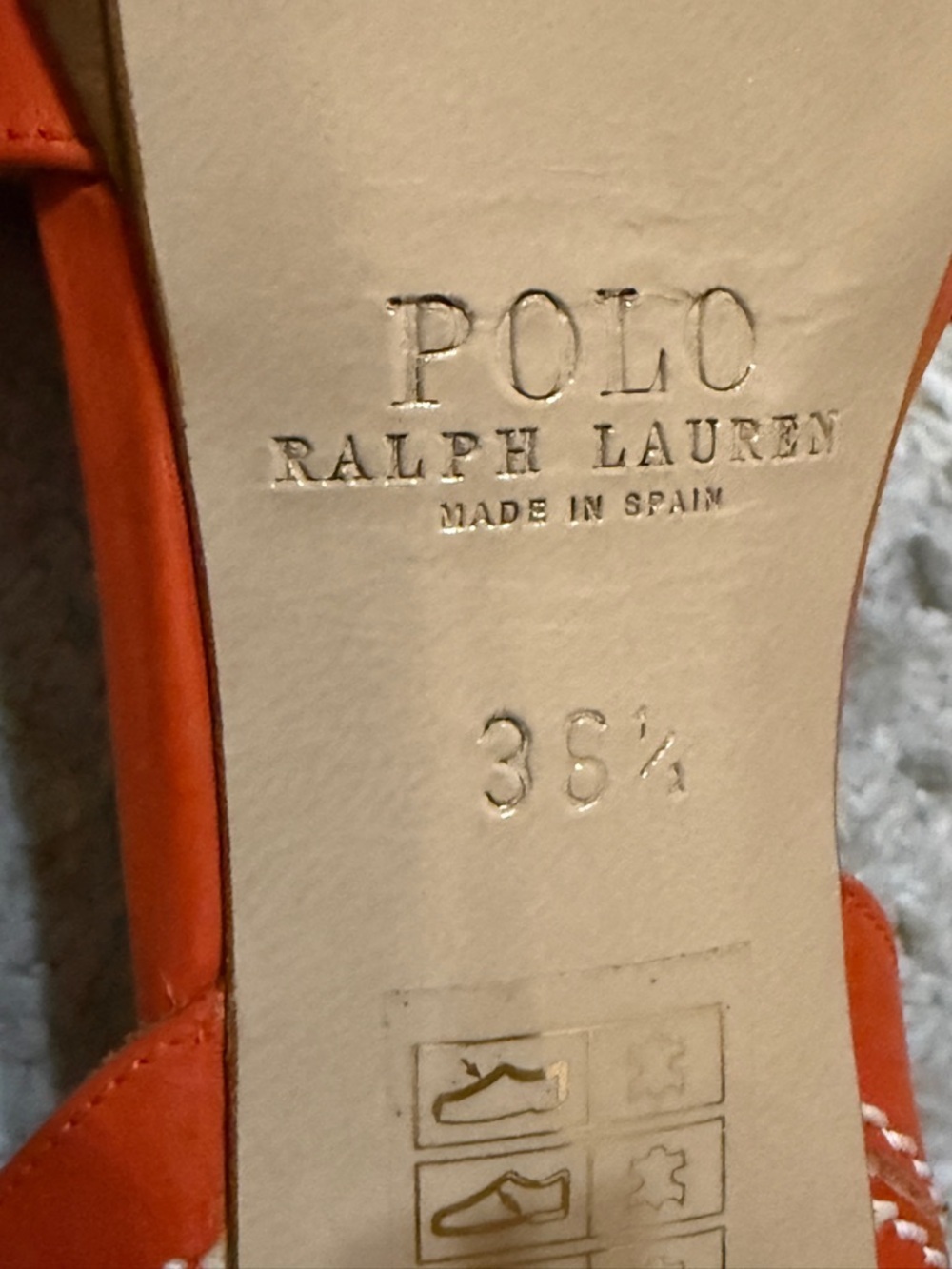 Polo by Ralph Lauren Orange Strappy Ankle-Wrap Heels- 36.5 - Picture 7 of 8
